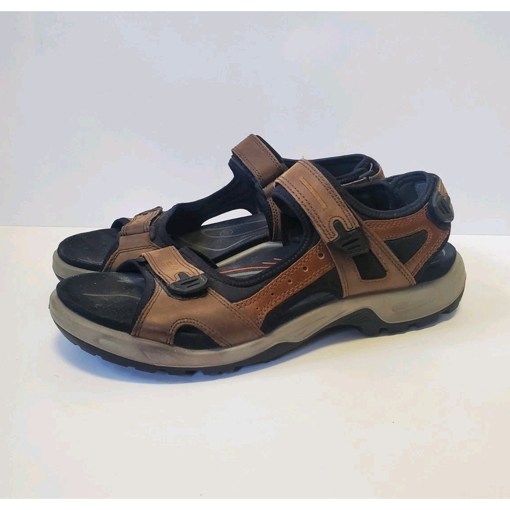ECCO Yucatan sandals Men 48 US 14 EXPRESSO BROWN nubuck leather  Strap Walking